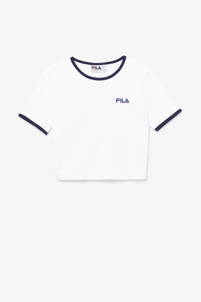 Fila T-Shirt Perla Crop Top Womens White - India FBK-129483